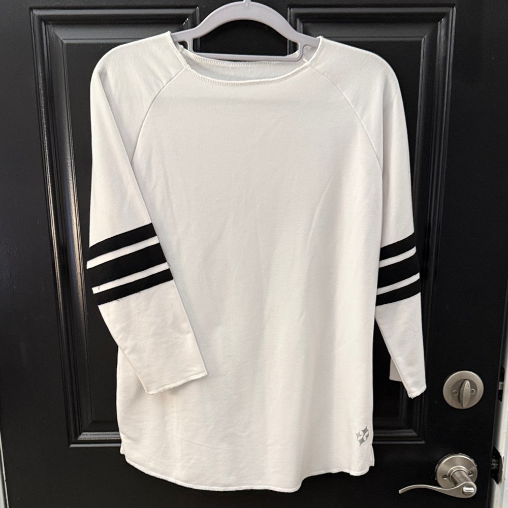 Jofit Ivory Long Sleeve Top with Dark Stripes